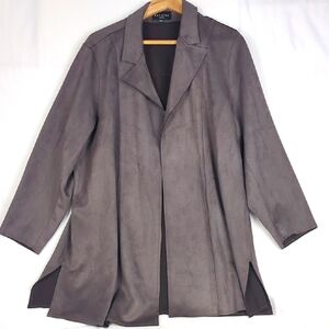 PREMISE Women's Faux Suede Long Sleeve Trench Jacket